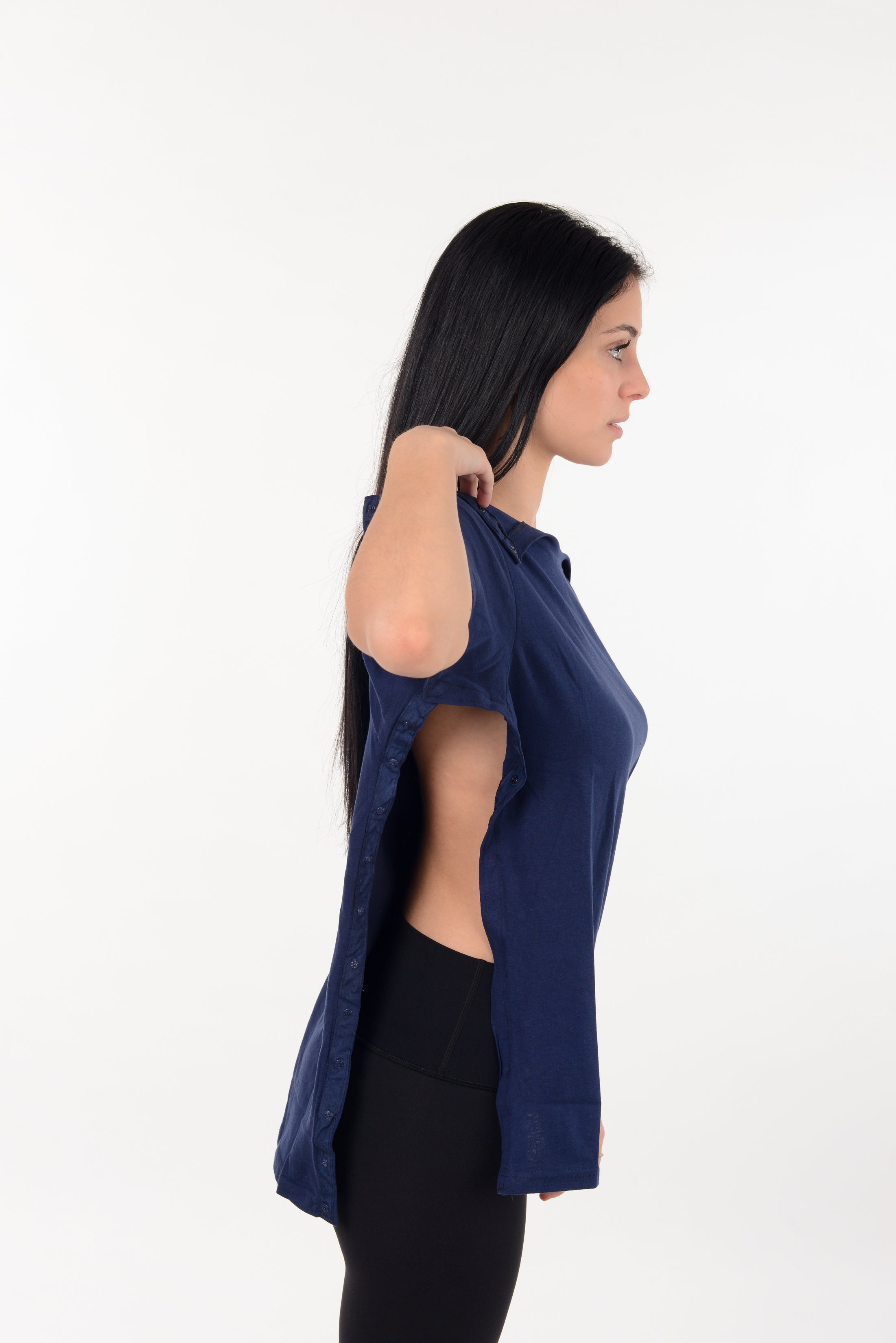 Post Surgery Recovery Tshirt Snap Open TearAway Shirt